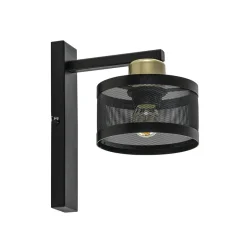 Landelijke wandlamp zwart/goud met ronde kap>Straluma Hot