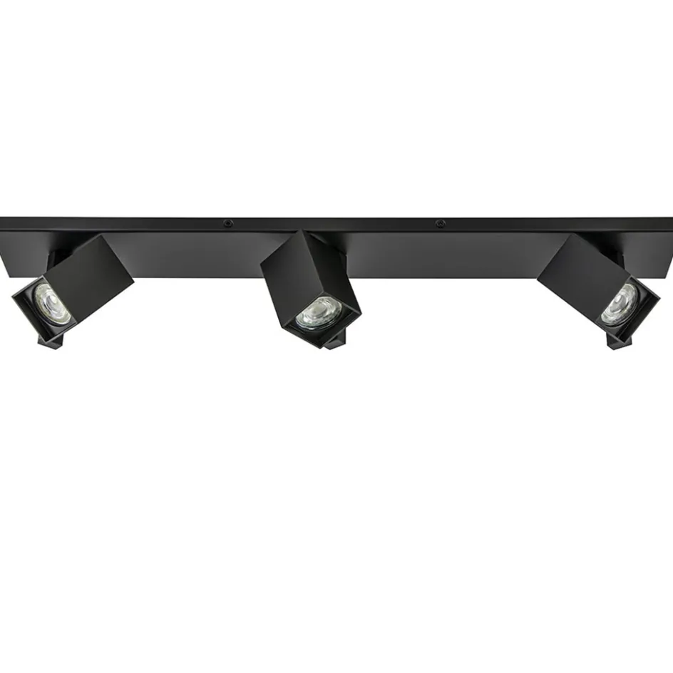 Langwerpige 3L opbouwspot met vierkante spots zwart>Straluma Best
