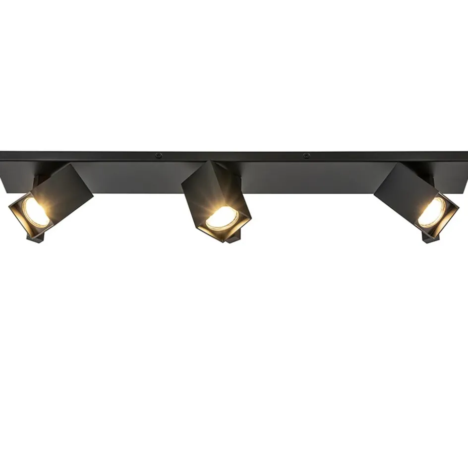 Langwerpige 3L opbouwspot met vierkante spots zwart>Straluma Best