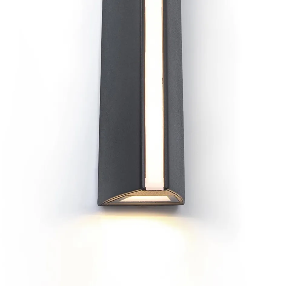 Langwerpige zwarte buitenlamp up+down en front>Straluma Hot