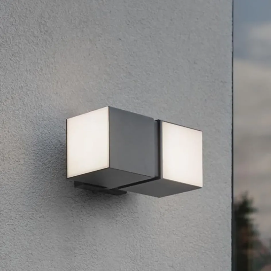LED buitenlamp dubbele kubus draaibaar grijs IP54>Straluma Discount