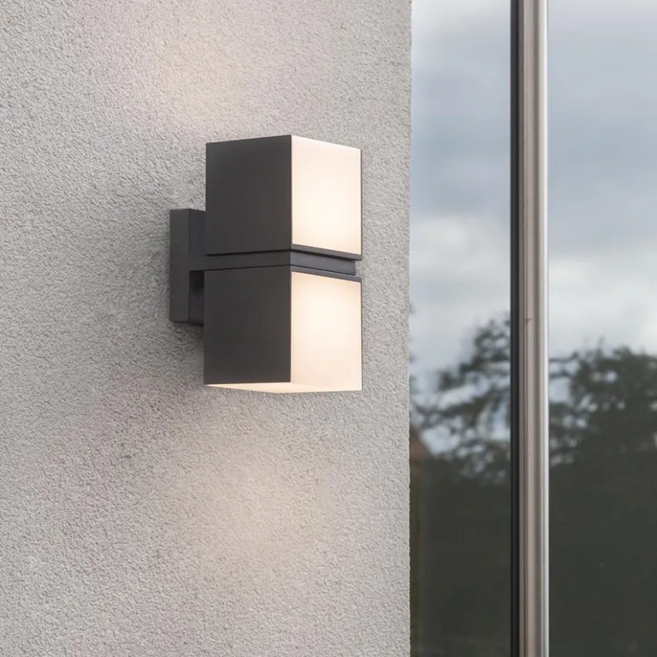 LED buitenlamp dubbele kubus draaibaar grijs IP54>Straluma Discount