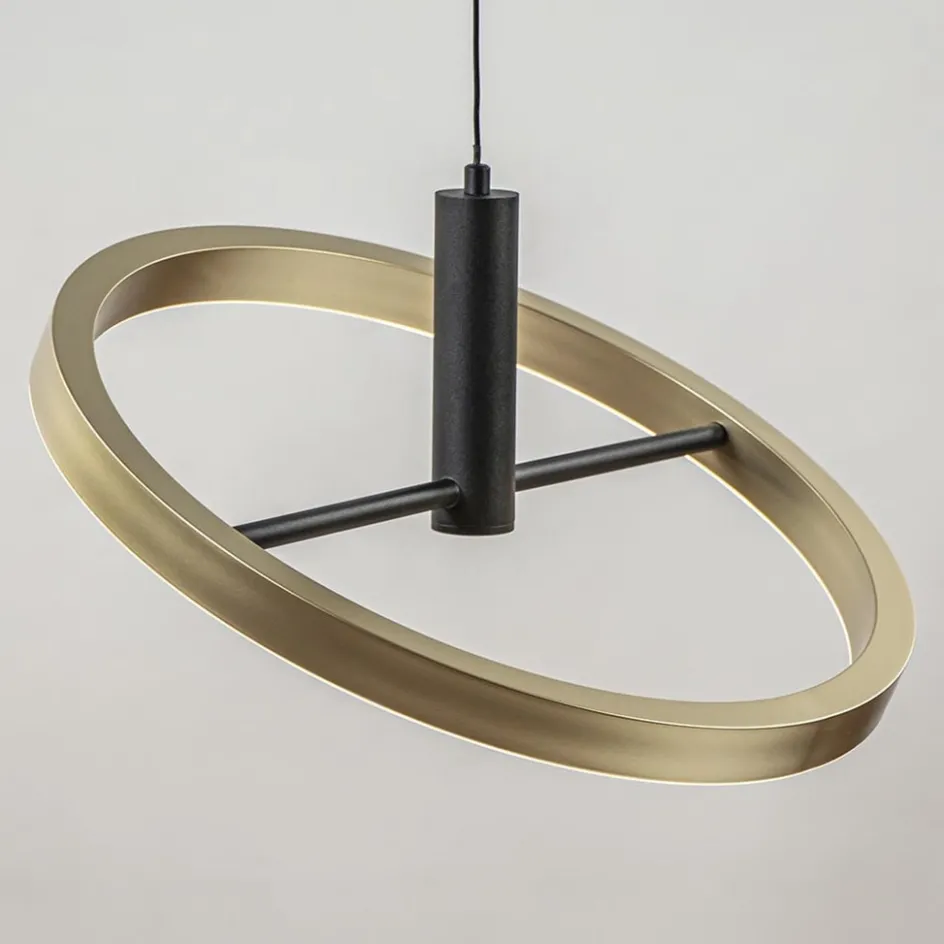 LED hanglamp Circle zwart/goud 3-standen dimbaar>Straluma Hot