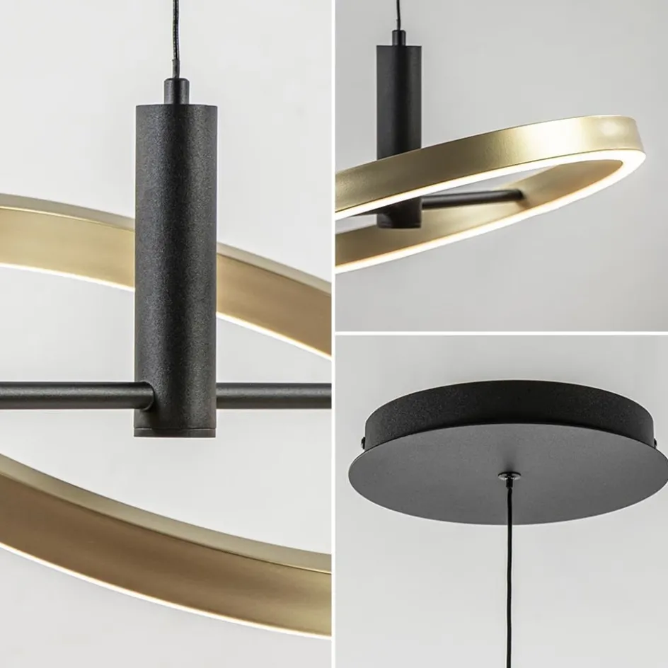 LED hanglamp Circle zwart/goud 3-standen dimbaar>Straluma Hot