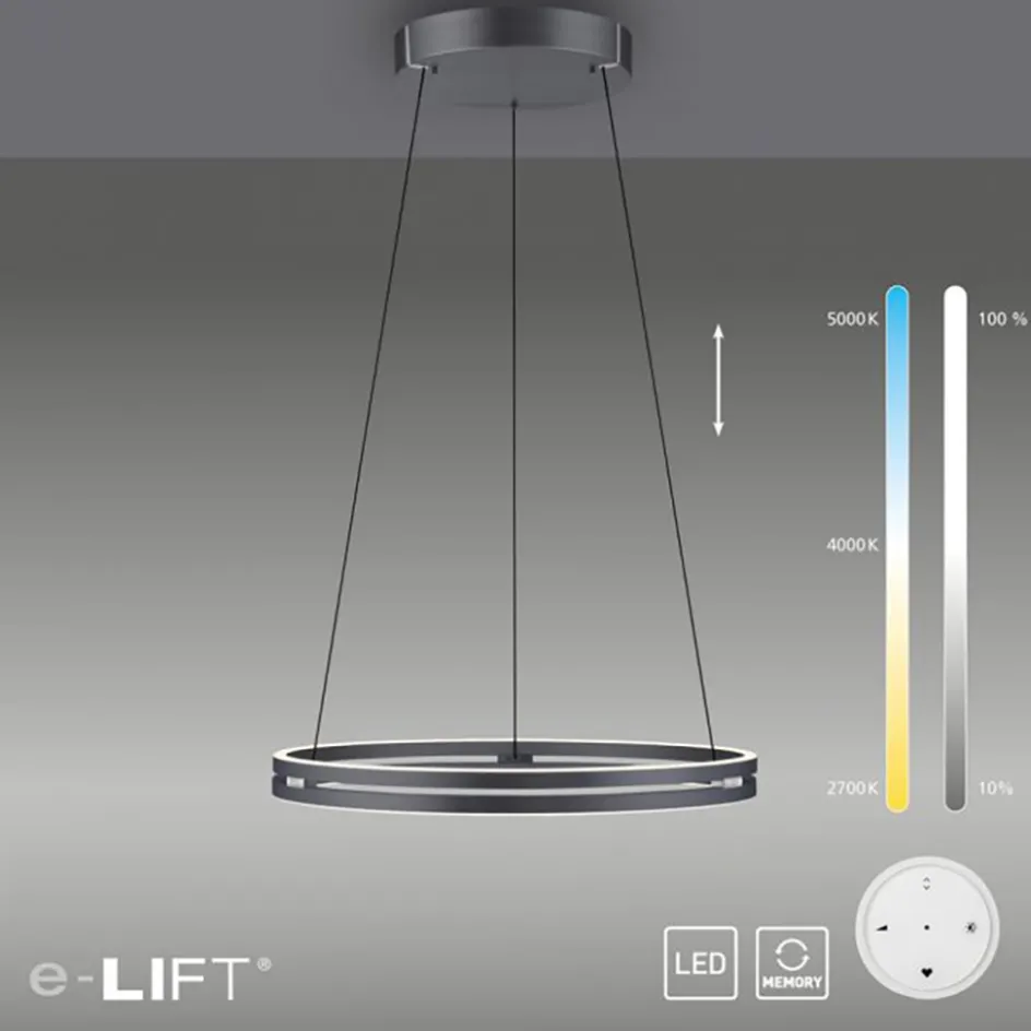 LED hanglamp grijs met E-Lift functie>Straluma Discount