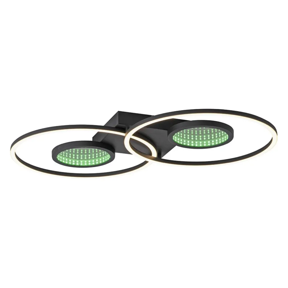 LED plafondlamp zwart ringen met RGB en memory>Straluma Clearance