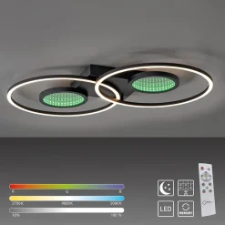 LED plafondlamp zwart ringen met RGB en memory>Straluma Clearance