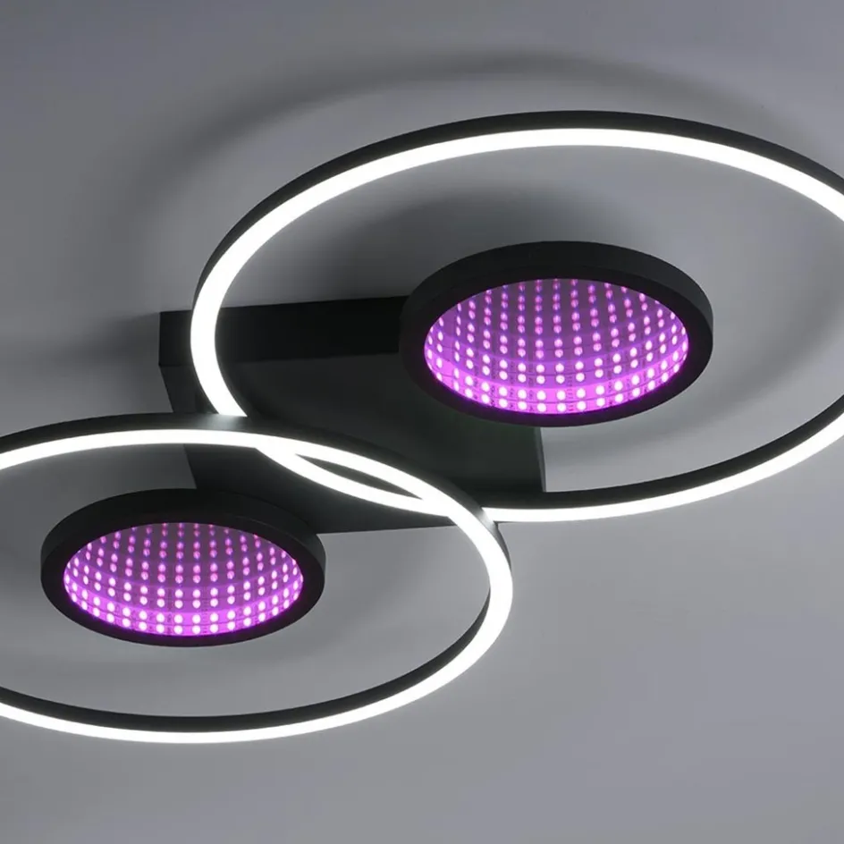 LED plafondlamp zwart ringen met RGB en memory>Straluma Clearance