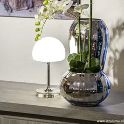 LED tafellamp chroom/opaal glas dimbaar><noscript><img width=