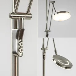 LED vloerlamp staal met uplighter en leeslamp><noscript><img width=
