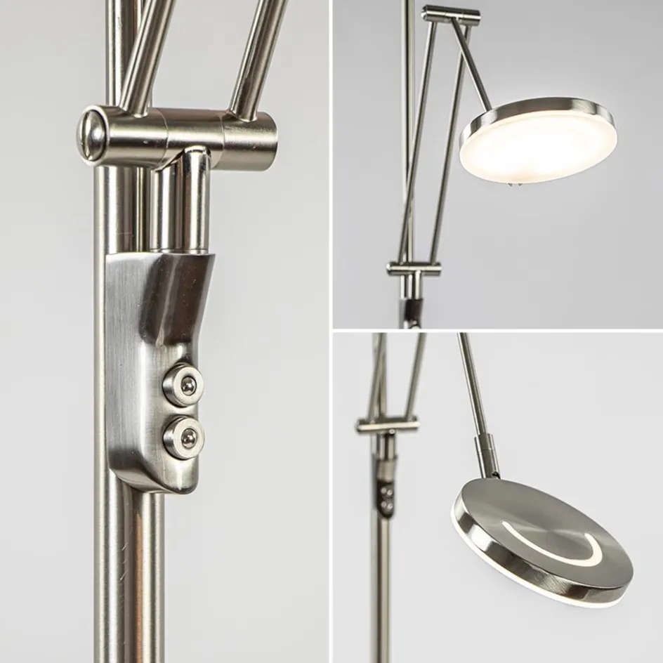 LED vloerlamp staal met uplighter en leeslamp>Straluma Outlet