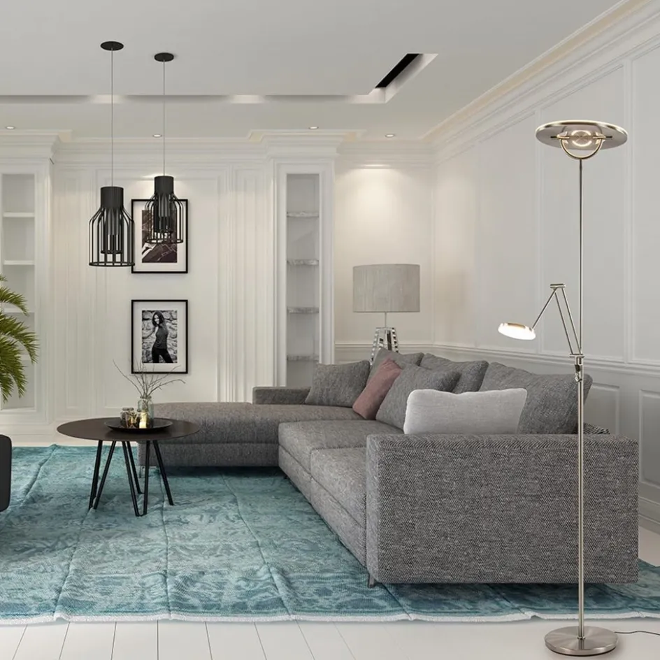 LED vloerlamp staal met uplighter en leeslamp>Straluma Outlet