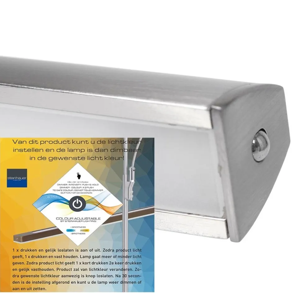 LED wandlamp schilderij geborsteld staal dimbaar>Straluma Online