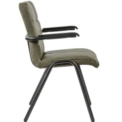 Lederen armstoel olijf groen met zwart metalen pootjes></noscript>Straluma New