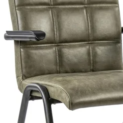 Lederen armstoel olijf groen met zwart metalen pootjes></noscript>Straluma New