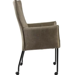 Lederen armstoel taupe met zwarte poot en wieltjes></noscript>Straluma Best