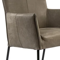 Lederen armstoel taupe met zwarte poot en wieltjes></noscript>Straluma Best