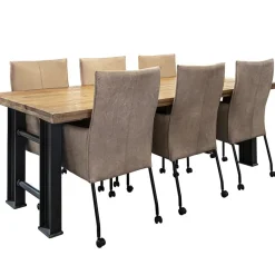 Lederen armstoel taupe met zwarte poot en wieltjes></noscript>Straluma Best