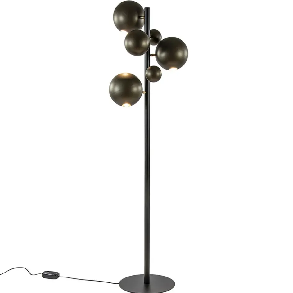 3-Lichts design vloerlamp zwart met platinum bollen>Straluma Discount