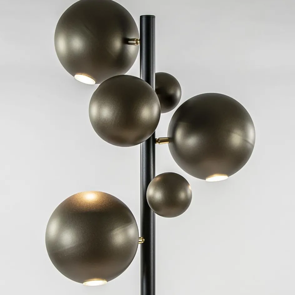 3-Lichts design vloerlamp zwart met platinum bollen>Straluma Discount