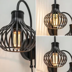 2-Lichts draad wandlamp mat zwart><noscript><img width=