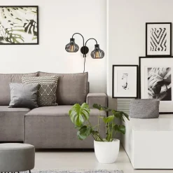 2-Lichts draad wandlamp mat zwart><noscript><img width=