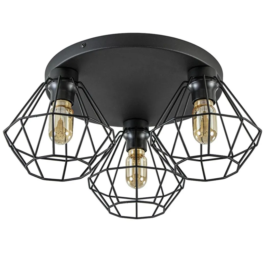 3-Lichts draadlamp diamant mat zwart>Straluma Sale