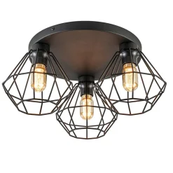 3-Lichts draadlamp diamant mat zwart>Straluma Sale