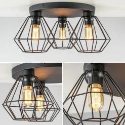 3-Lichts draadlamp diamant mat zwart><noscript><img width=