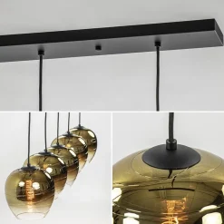 5-Lichts eettafelhanglamp gold gradient glas></noscript>Straluma Online