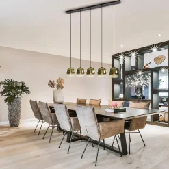 5-Lichts eettafelhanglamp gold gradient glas></noscript>Straluma Online