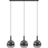 3-Lichts eettafelhanglamp mat zwart met smoke glas 30 cm>Straluma Discount