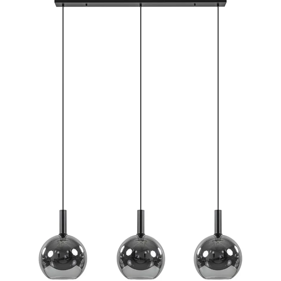 3-Lichts eettafelhanglamp mat zwart met smoke glas 30 cm>Straluma Discount