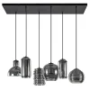 6-Lichts eettafelhanglamp met smoke/titanium glas>Straluma Outlet