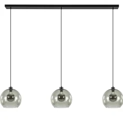 3-Lichts eettafelhanglamp met smoke glazen bollen>Straluma Discount