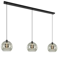 3-Lichts eettafelhanglamp met smoke glazen bollen>Straluma Discount