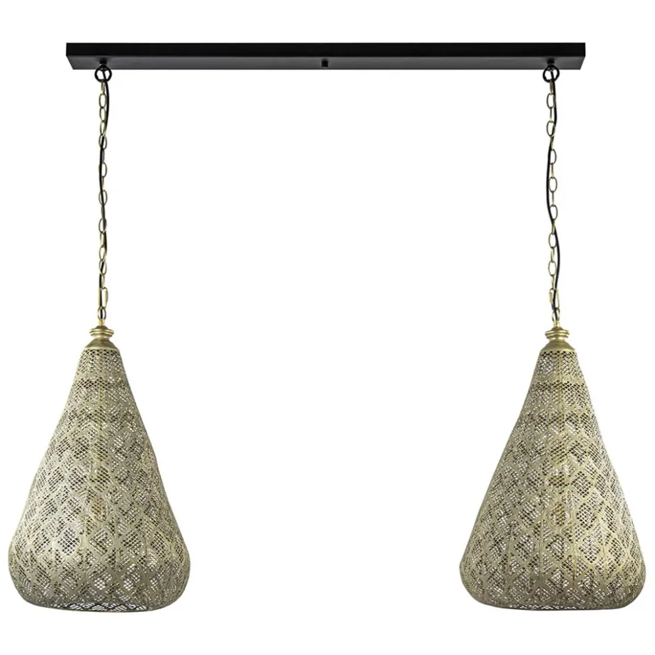 2-Lichts eettafelhanglamp mat goud/zwart oriental>Straluma Sale