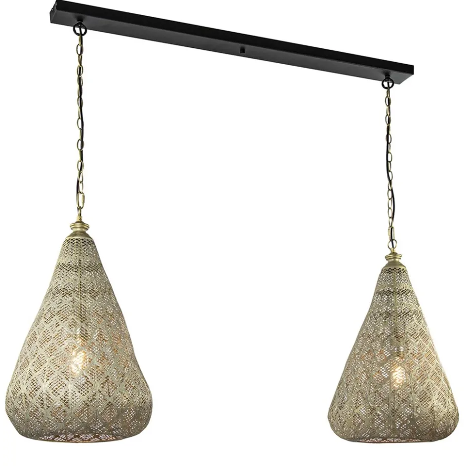2-Lichts eettafelhanglamp mat goud/zwart oriental>Straluma Sale