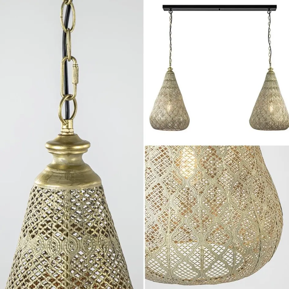 2-Lichts eettafelhanglamp mat goud/zwart oriental>Straluma Sale