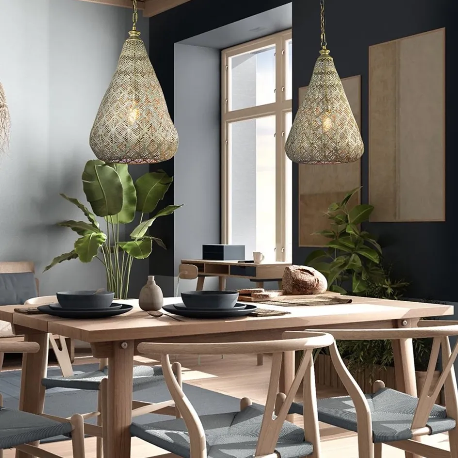 2-Lichts eettafelhanglamp mat goud/zwart oriental>Straluma Sale