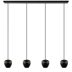 4-Lichts eettafelhanglamp mat zwart met goud>Straluma Clearance