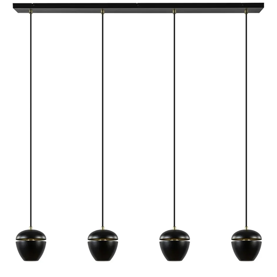 4-Lichts eettafelhanglamp mat zwart met goud>Straluma Clearance