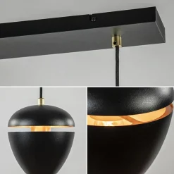 4-Lichts eettafelhanglamp mat zwart met goud><noscript><img width=