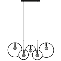 5-Lichts eettafelhanglamp ringen mat zwart>Straluma Online