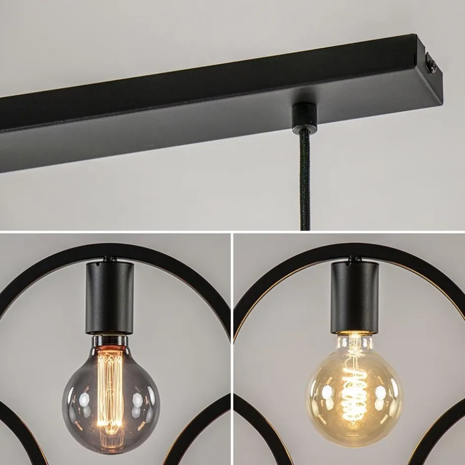 5-Lichts eettafelhanglamp ringen mat zwart>Straluma Online