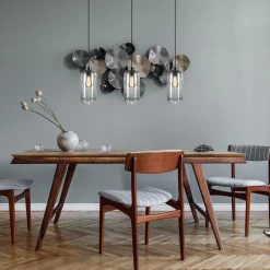 3-Lichts eettafelhanglamp smoke glas cilinder><noscript><img width=