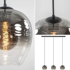 3-Lichts eettafelhanglamp smoke/helder glas><noscript><img width=