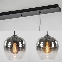 3-Lichts eettafelhanglamp smoke/helder glas><noscript><img width=