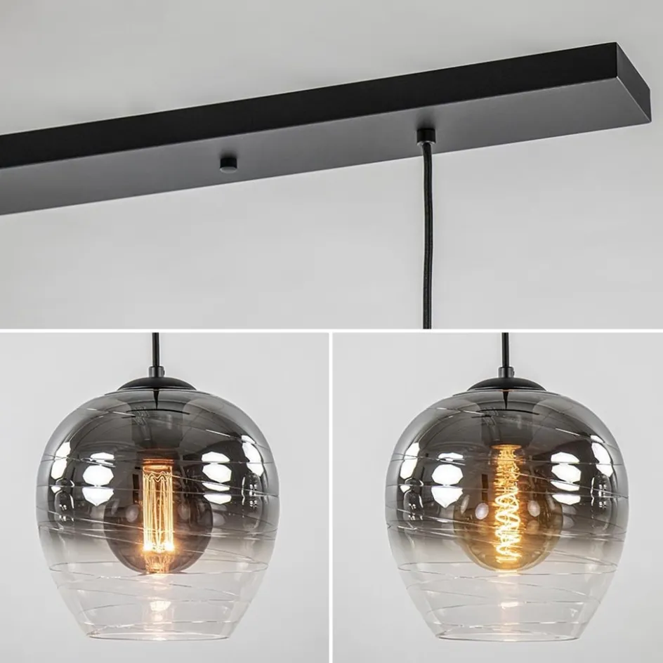 3-Lichts eettafelhanglamp smoke/helder glas>Straluma Clearance