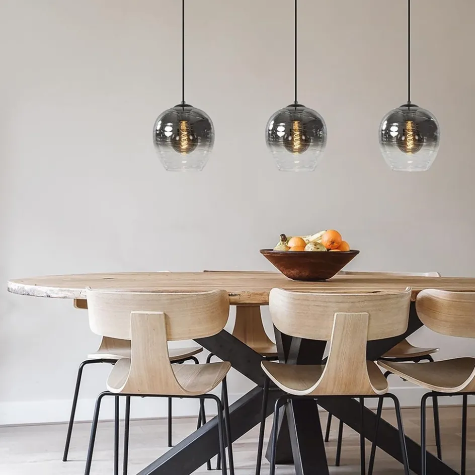 3-Lichts eettafelhanglamp smoke/helder glas>Straluma Clearance